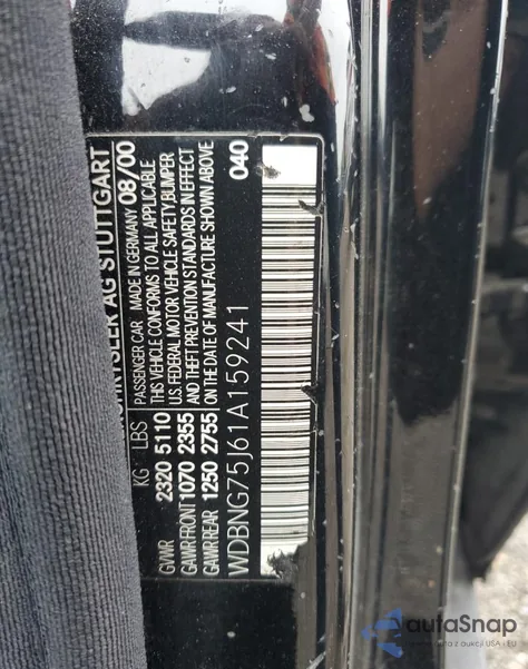 2001 Mercedes-Benz S 500 z USA, uszkodzony, nr VIN WDBNG75J61A159241